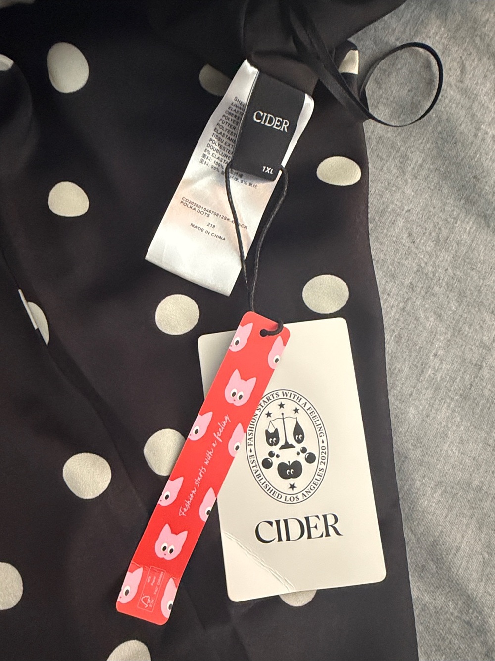 Polka Dot Black and White Midi Dress with Lace Trim - Picture 3 of 3